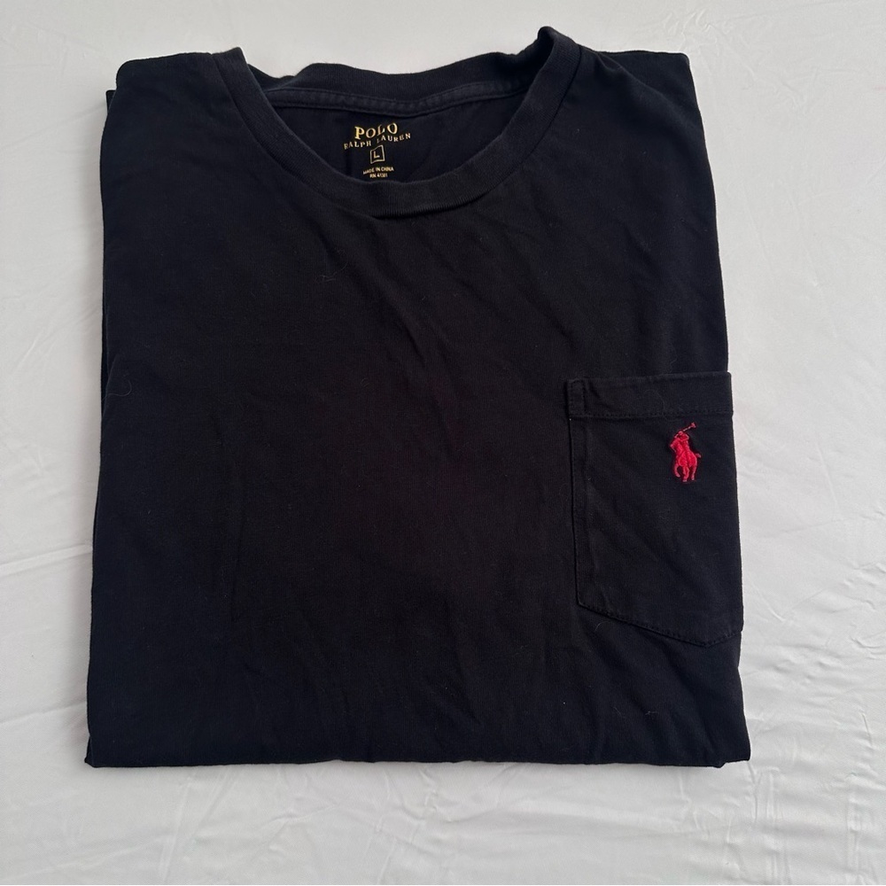 Ralph Lauren Polo black embroidered logo crew neck short sleeve pocket t-shirt
